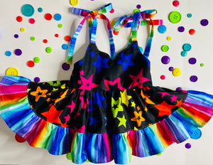 Twirling Rainbow Stars Dress